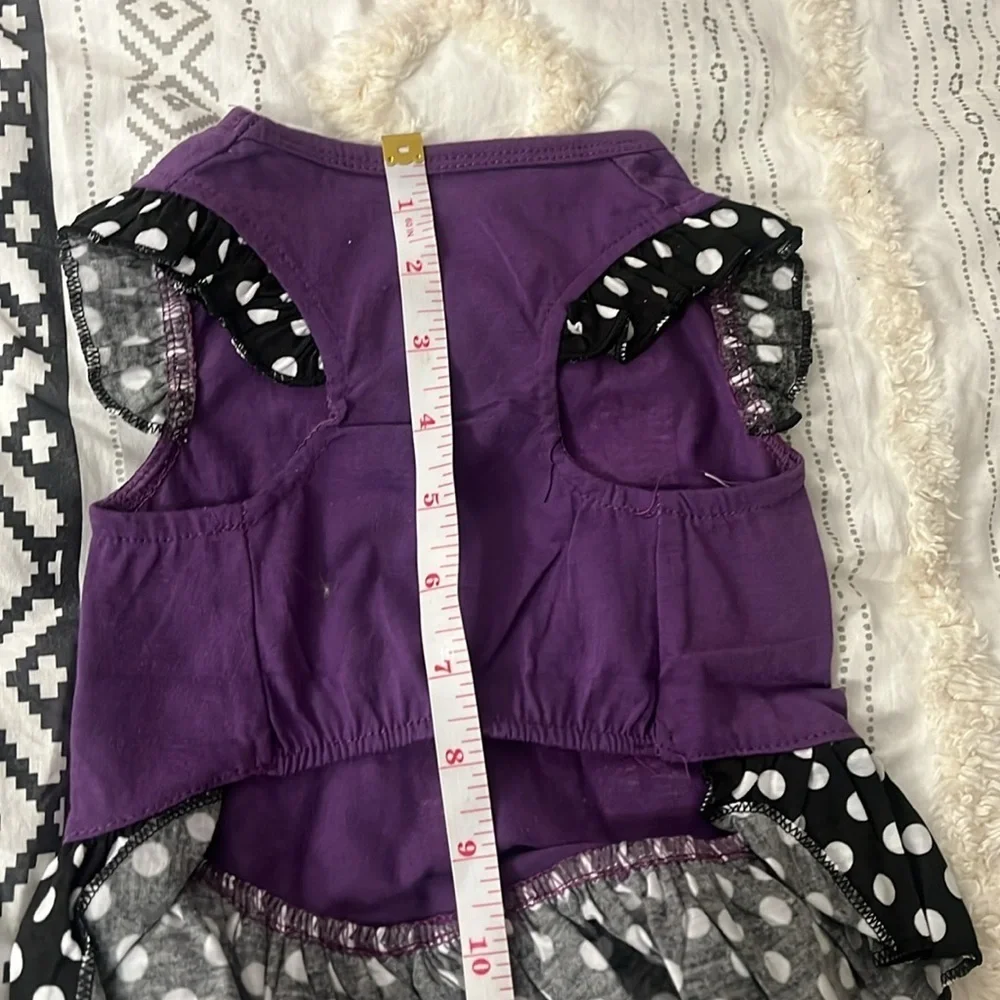 small dog purple and black polkadot dress